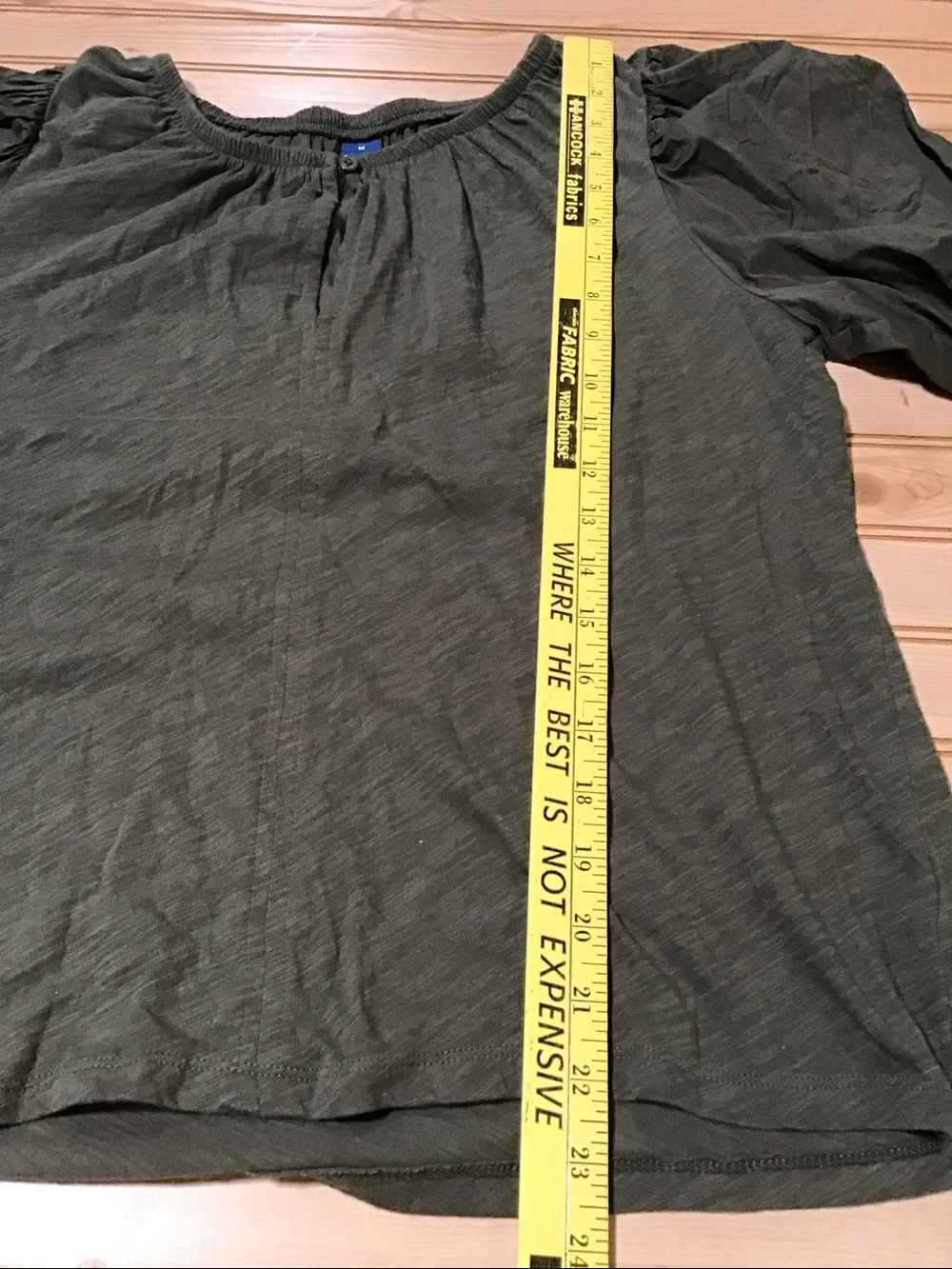 Old Navy 100% Cotton Olive Green Slub Knit Puff Sleeve Women’s Top Boho Fairy